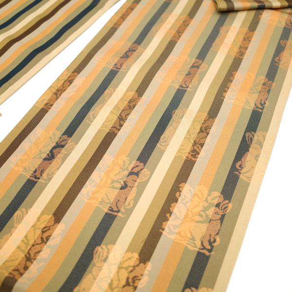 半額／で￥19800→9900 袋帯 本 名物裂 花兎 縞 ウサギ うさぎ 卯年