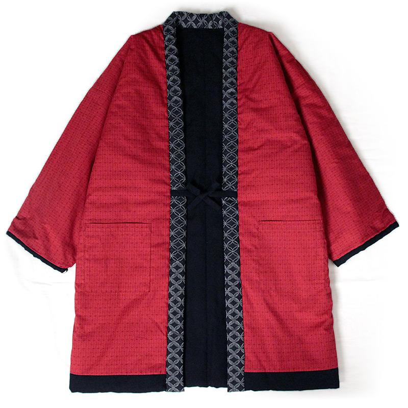 狐火はんてん(袢天・半纏) oversized ブラック ロング100cm丈