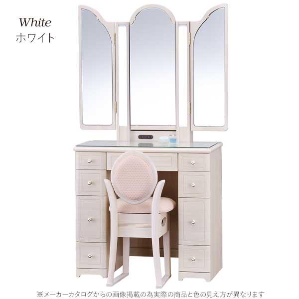 ドレッサー 半三面鏡 スツール 椅子 国産 開梱設置 ライト 照明 ミラー