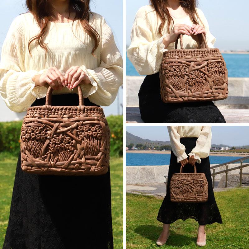 みよし漆器本舗 50％OFF 山葡萄 かごバッグ 1年保証付き 内布付き 日本