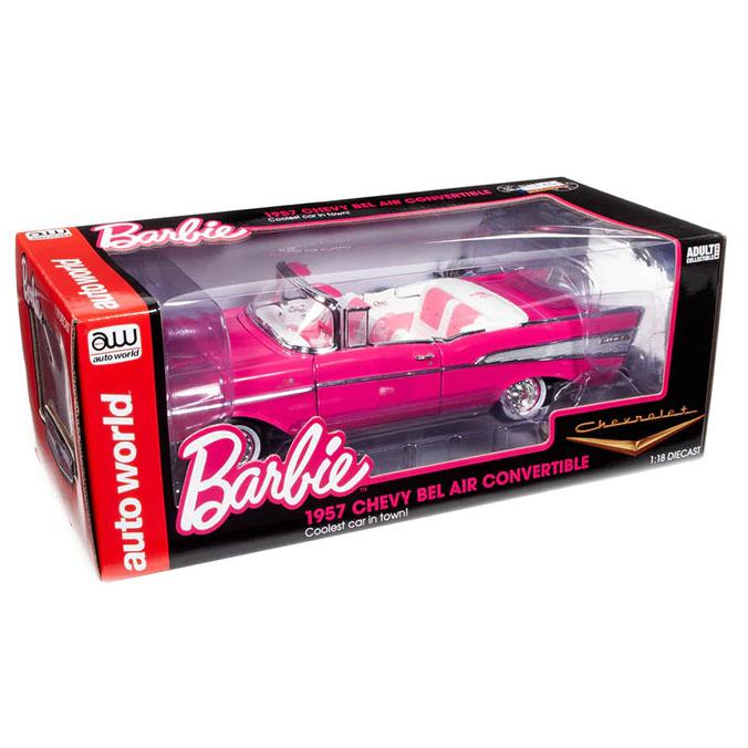 Barbie 1957 Chevrolet Bel Air Convertible Pink 1/18 Auto World
