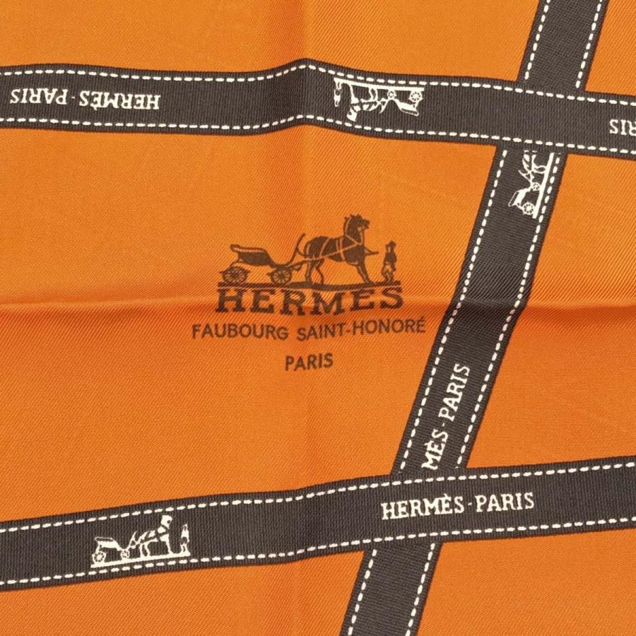 質屋 HERMES エルメス カレ90 ボルデュック リボン柄 BOLDUC シルク100