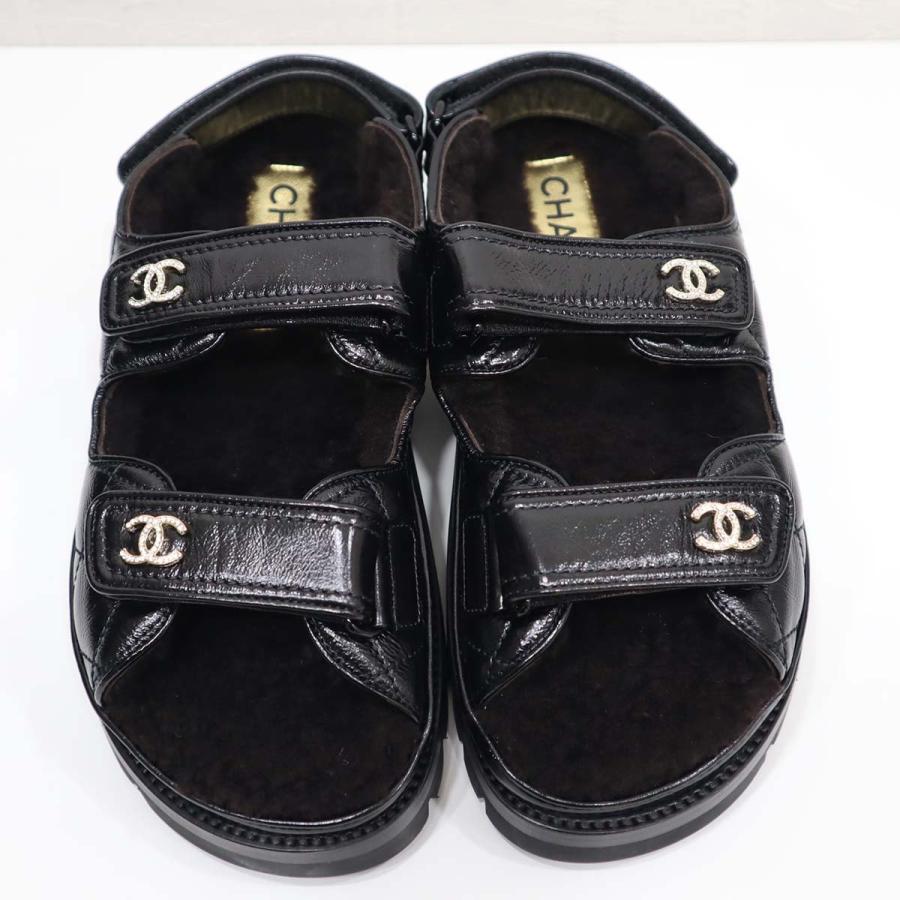 質屋 未使用 シャネル CHANEL サンダル ボア G45291 ソックス付き ココ