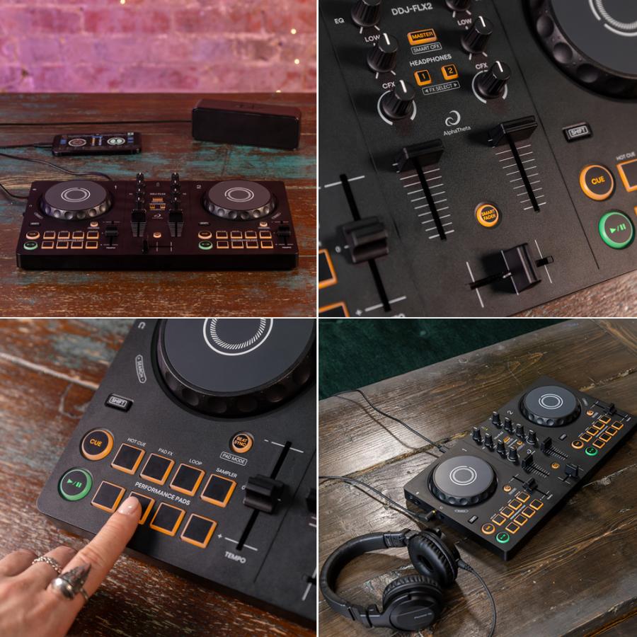 AlphaTheta DJコントローラー DDJ-FLX2 + ヘッドホン HDJ-CUE1