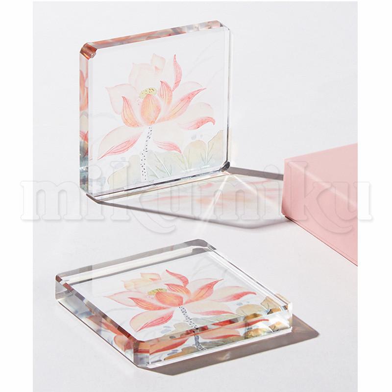 ガラス ペーパーウエイト フルーツ 花柄 文鎮 長型 書道用品 習字 毛筆