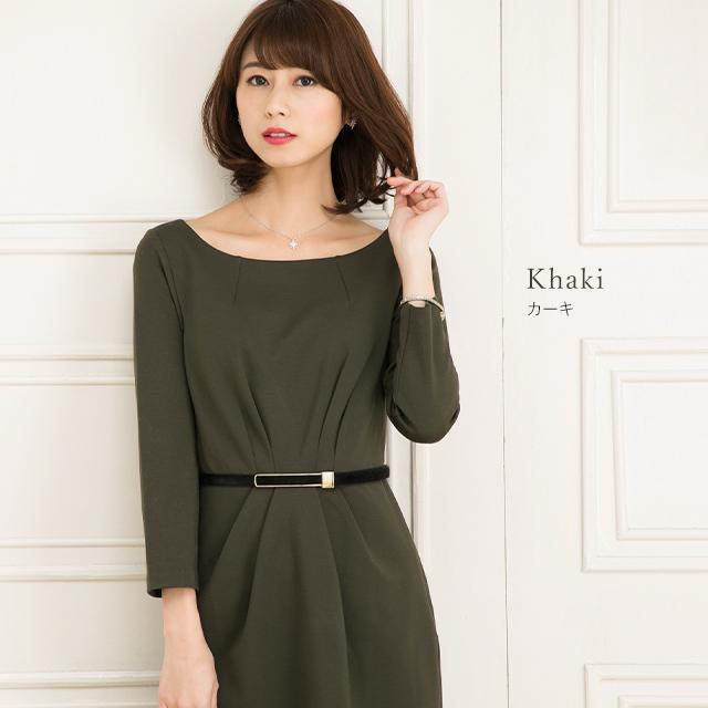 mimigrant ワンピース きれいめ レディース ケリー Xライン 無地 膝丈