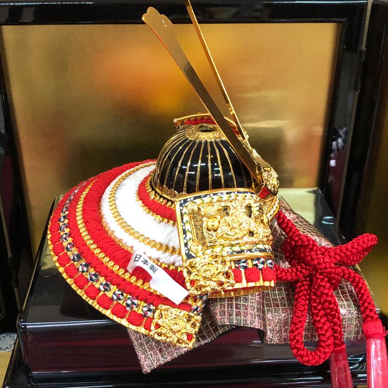 甲冑師 伯峰作 笠錣（しころ）筋兜 五月節句 五月人形 平飾り 兜飾り