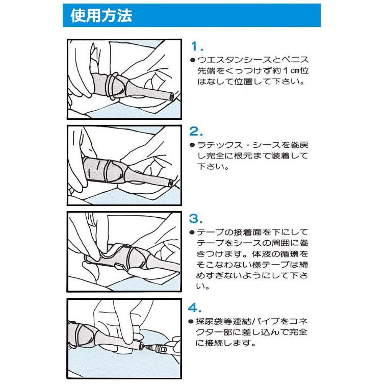 男性用採尿具 ウエスタンシース S/M/L 0-3041-01 12個×5箱入 業務用