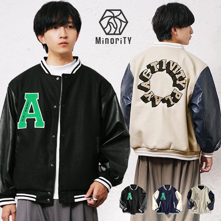 MinoriTY（マイノリティ） スタジャン メンズ メルトン 袖革 ワッペン