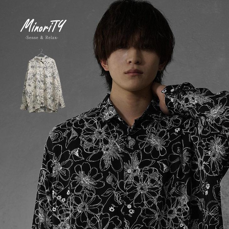 MinoriTY（マイノリティ） シャツ メンズ 総柄 花柄 長袖シャツ メンズ