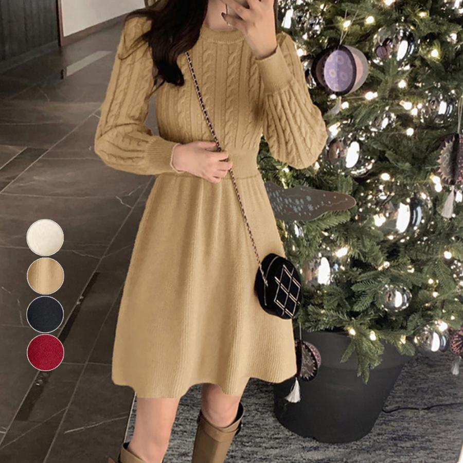 miniministore（ミニミニストア） ケーブル編みニットミニワンピース