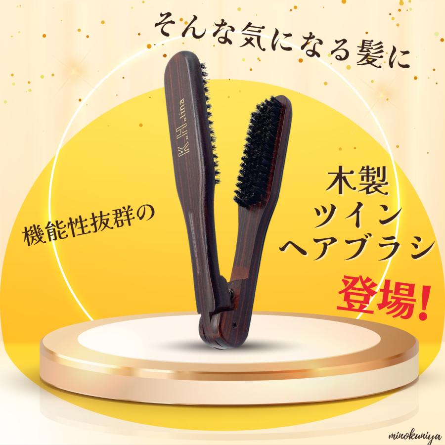 ツインブラシ【国内ブランド、収納バンド付き】ストレートブラシ