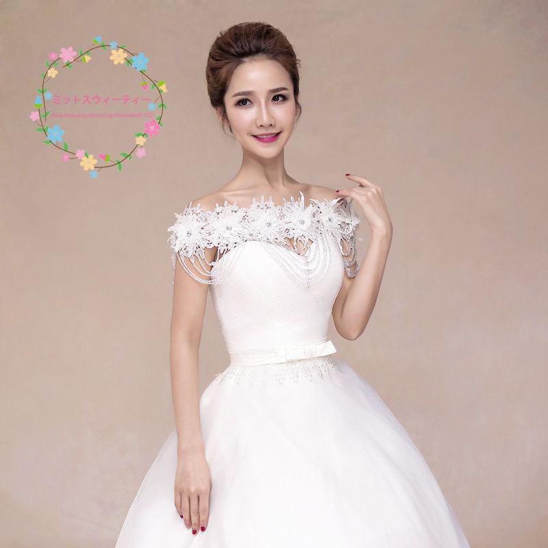 花嫁 肩掛け ショール ボレロ ウェディングショール レース 花