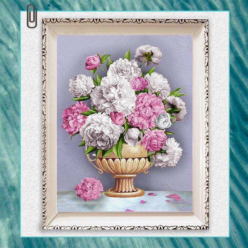 ダイヤモンドアート 四角 花 フラワー フル ダイヤモンド刺繍 20cm