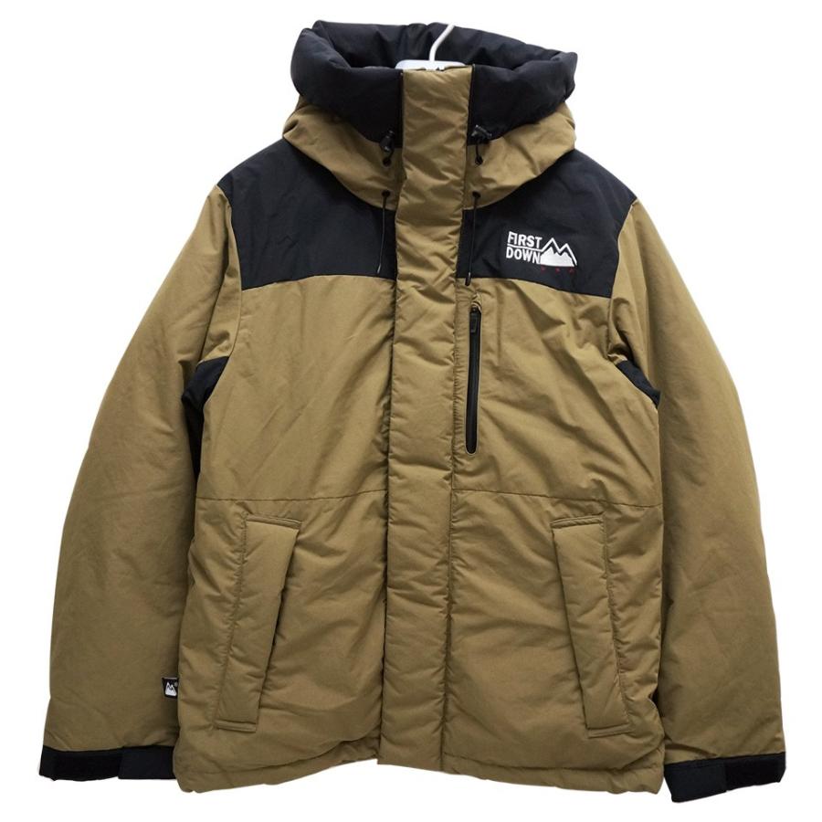ファーストダウン FIRST DOWN パネル ダウンジャケット 黒×カーキ