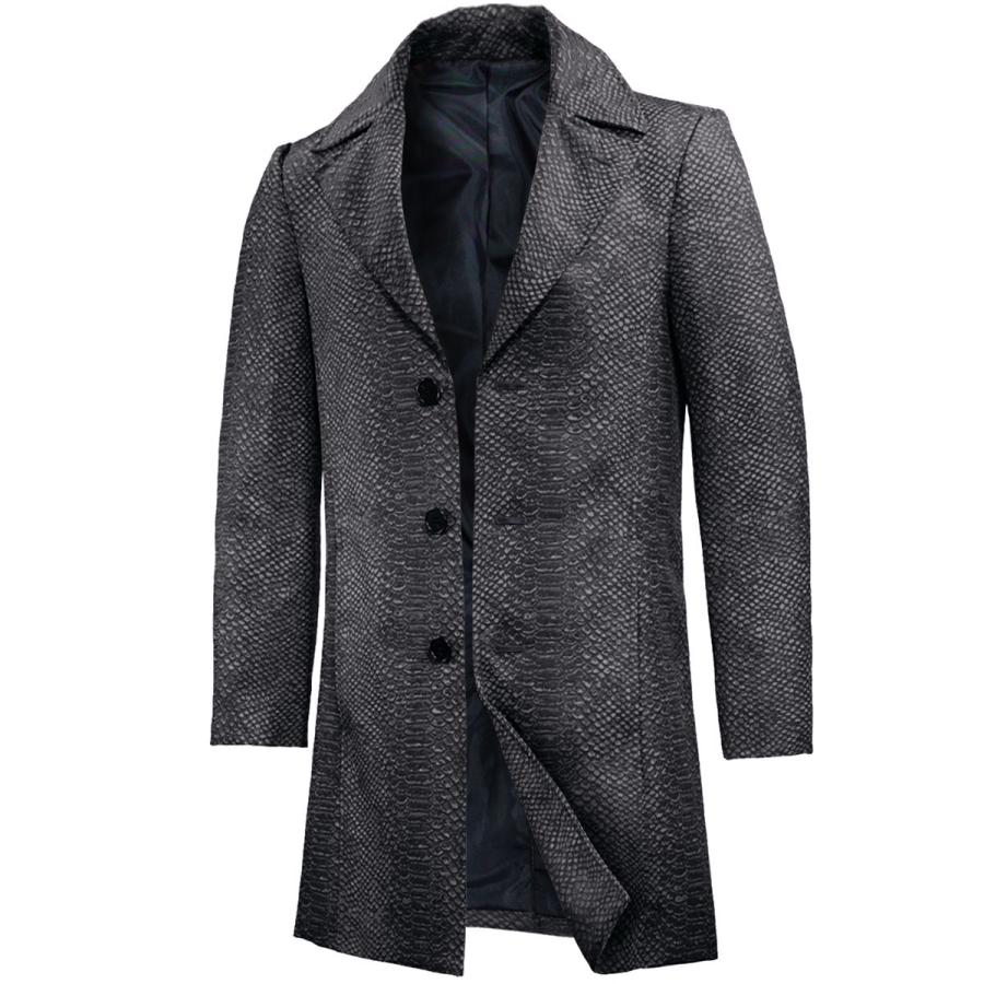 BLACK VARIA（ブラックバリア） ロングコート チェスターコート ヘビ柄