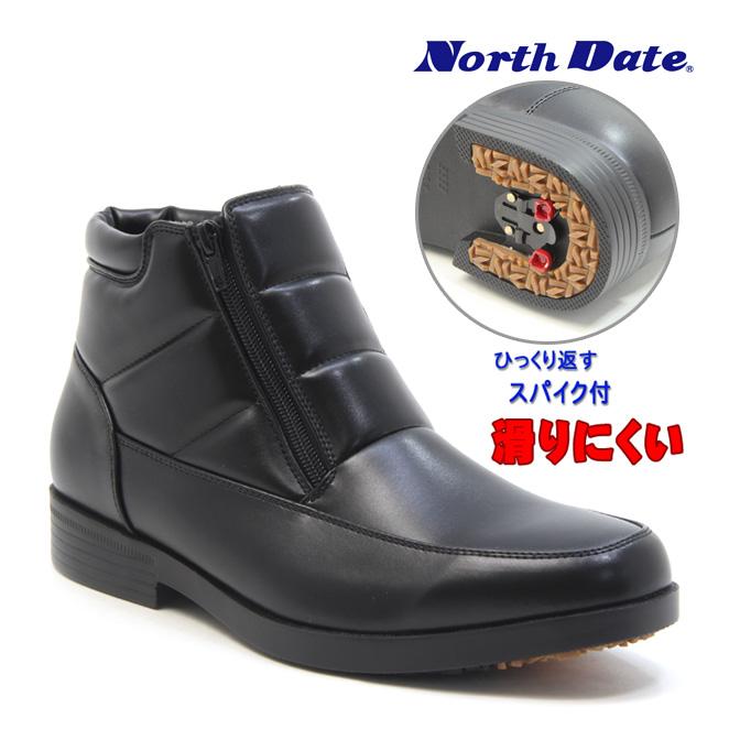 NORTH DATE（ノースデイト） メンズ スノーブーツ ブラック 防滑 防寒