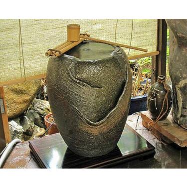 ポイント10倍]信楽焼 循環式 つくばい 電動 響 湧き水 蹲 水琴窟 陶器