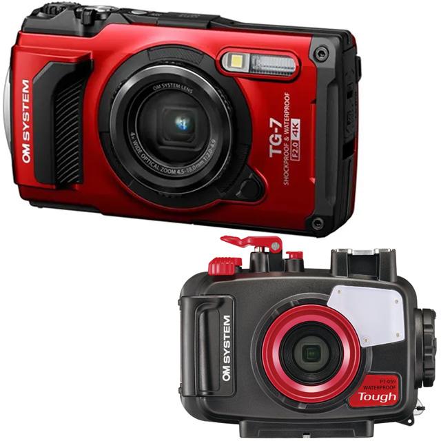 OM SYSTEM オーエムシステム Tough TG-7（レッド）＋PT-059 防水