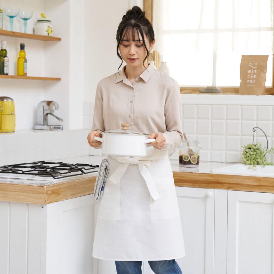 エプロン 白 前掛け タオルループ メンズ レディース ミドル丈 タオル