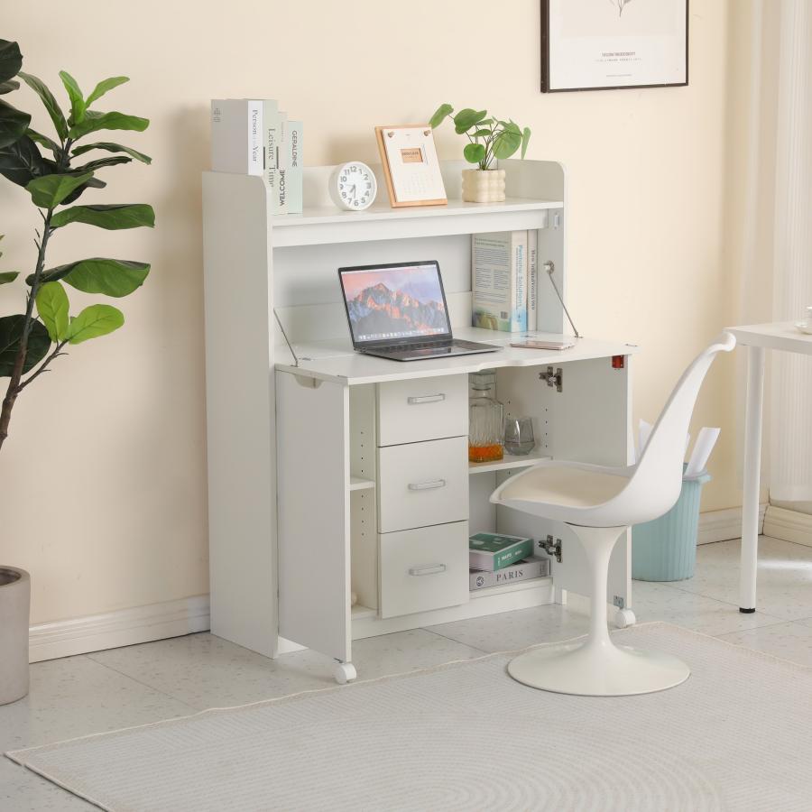 BTM 多機能パソコンデスク 学習机 勉強机 折り畳み天板 引き出し 棚