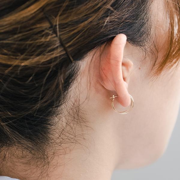 Jewel closet by L&Co. ピアス レディース メンズ 2連 フープ 地金 K10