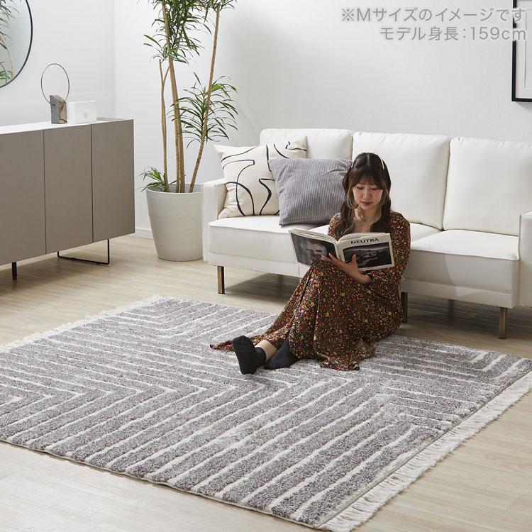 LOWYA（ロウヤ） ラグ フリンジ付き 185×185 Mサイズ 柄 高級感