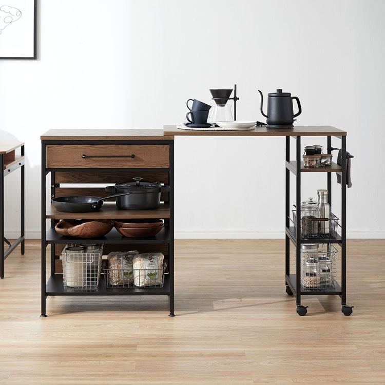 LOWYA（ロウヤ） キッチンカウンター おしゃれ 伸縮式 キッチンラック