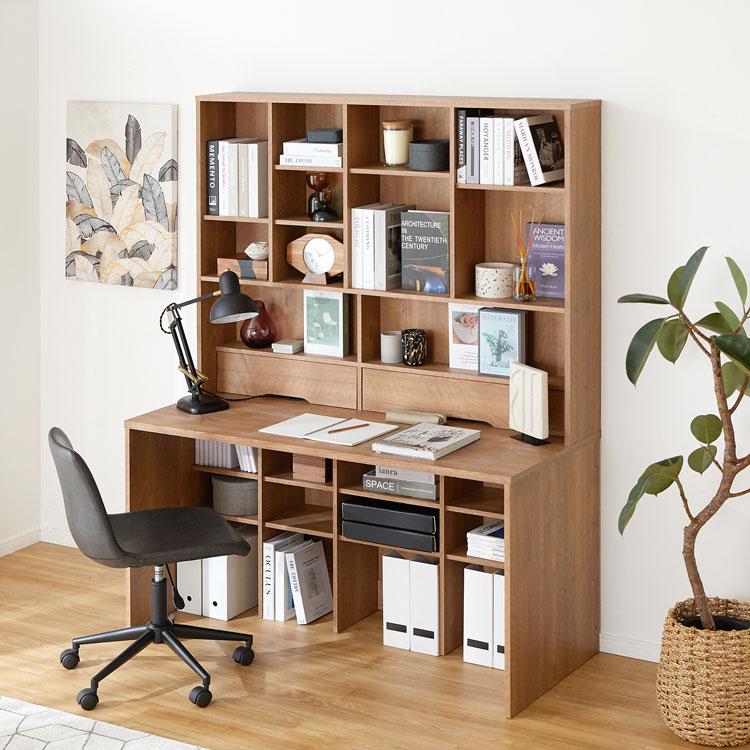 デスク 収納付き 幅約140cm 大容量 本棚 パソコンデスク PCデスク 書斎