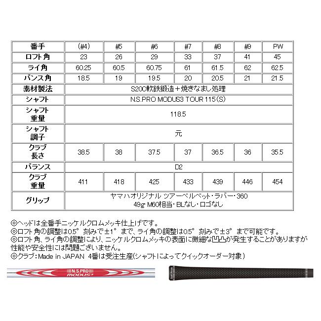 YAMAHA（ヤマハ） RMX DD-1 ツアーモデル アイアン 5本(6番〜P)セット