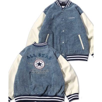 CONVERSE（コンバース） メルトンウール/デニム 袖フェイクレザー 切替