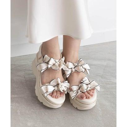 RANDA（ランダ） ミニリボン厚底スポーツサンダル （IVORY