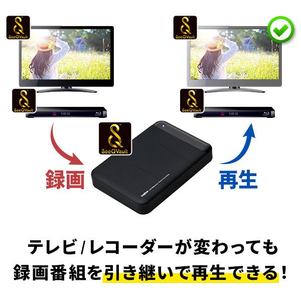 ロジテック SeeQVault対応 外付け HDD テレビ録画 AC電源不要