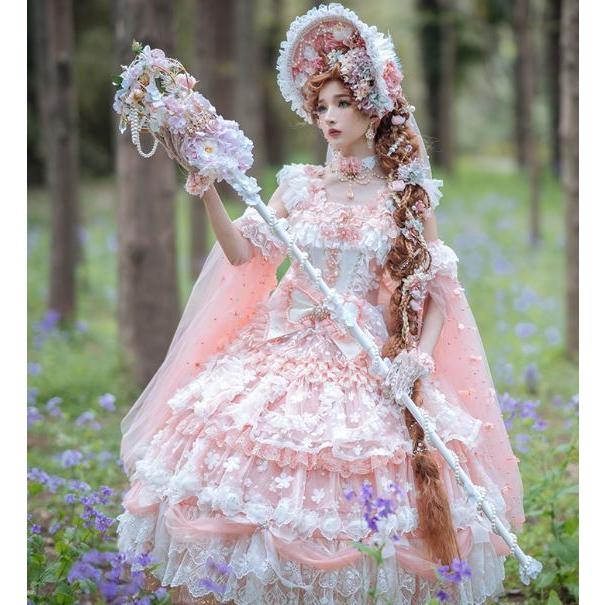 ロリータ服 ロリータファッション ジャンスカ 春夏 ロング ピンク