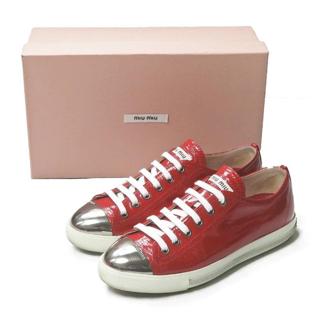 ミュウミュウ MIU エナメルメタルトゥスニーカー 5E8998 37(24cm