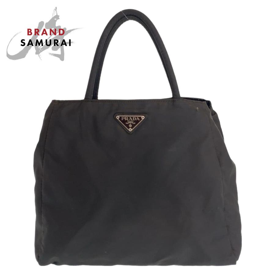 PRADA（プラダ） 美品 テスート 三角ロゴ ダークブラウン シルバー金具