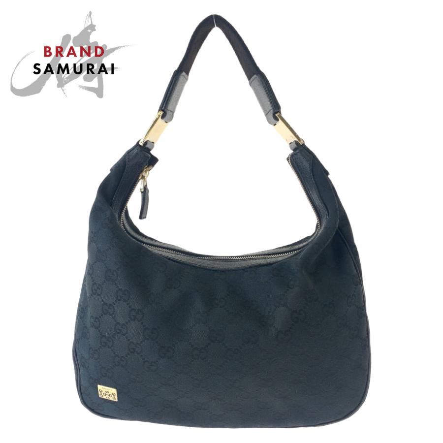 GUCCI（グッチ） 美品 ホーボー ブラック シルバー金具 GGキャンバス