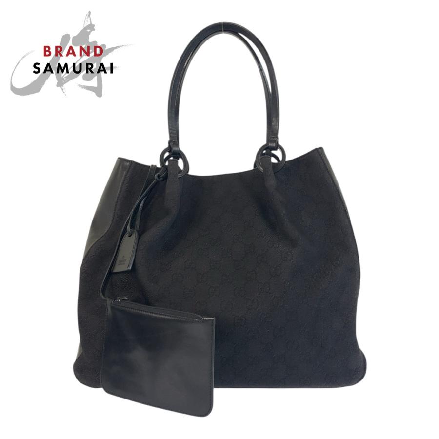 GUCCI（グッチ） 美品 ブラック 黒 GGキャンバス/レザー 101920 トート