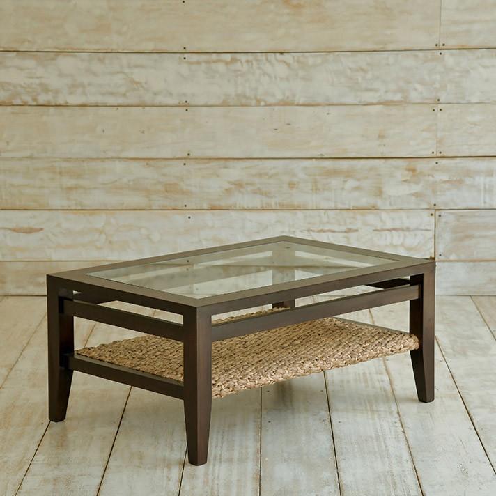 ウォーターヒヤシンス ローテーブル アジアン家具 W90cm ガラス