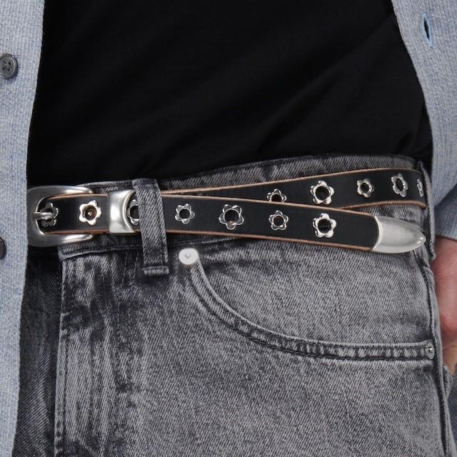 OUR LEGACY アワーレガシー ポルトガル製 BELT 2 CM FLOWERS ON BLACK