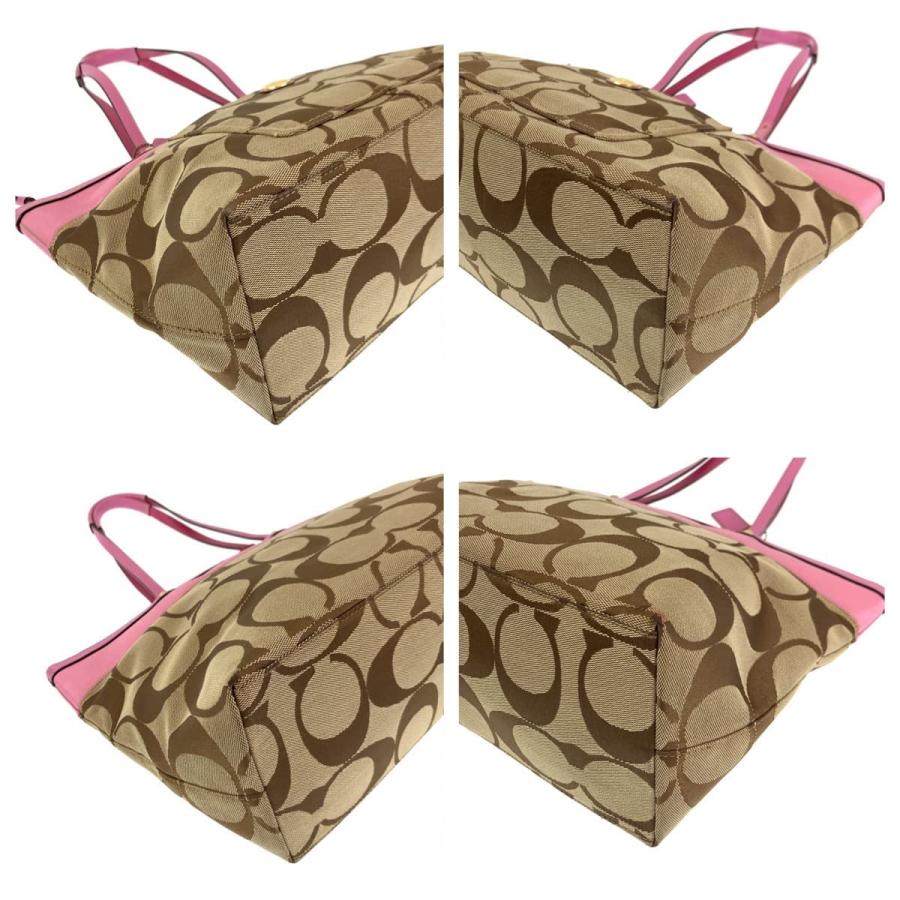 COACH（コーチ） シグネチャー ブラウン ピンク キャンバス 11691