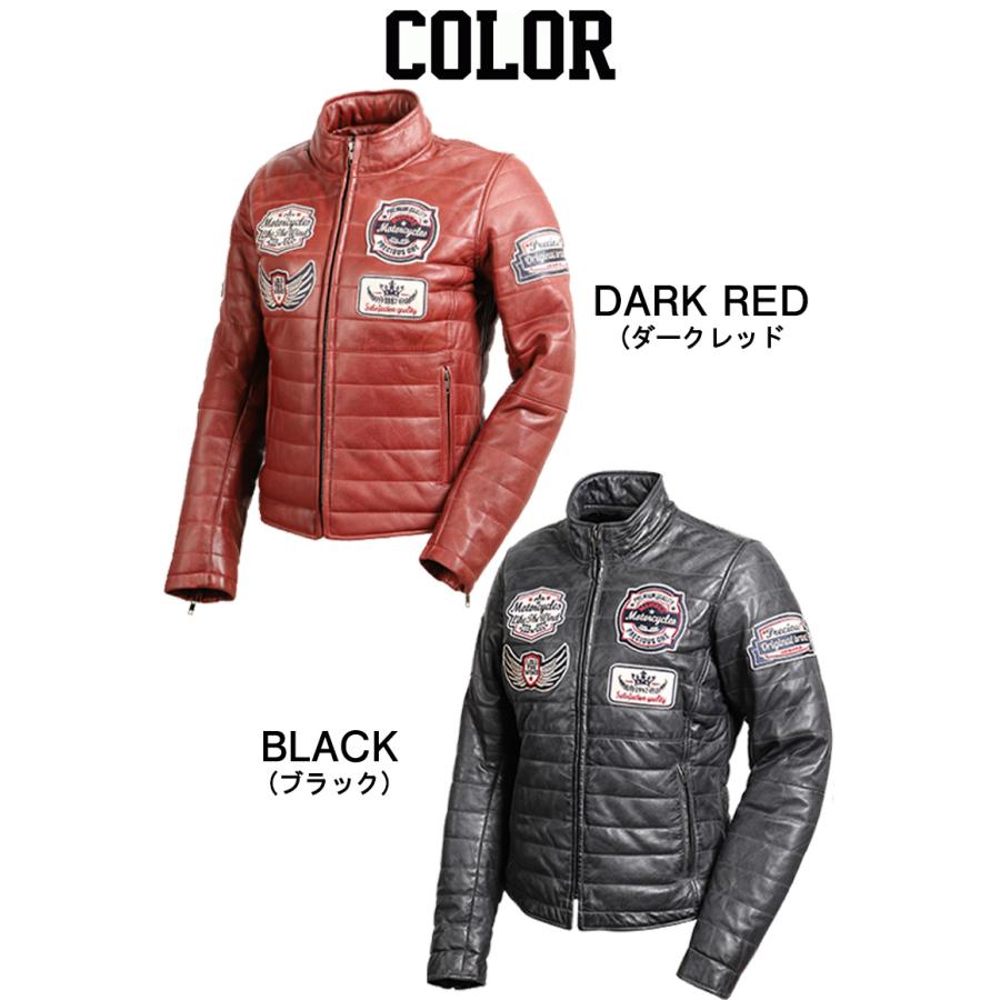 バイクジャケット ワッペン付き レザー 革 羊革 ブラック/ブラウン