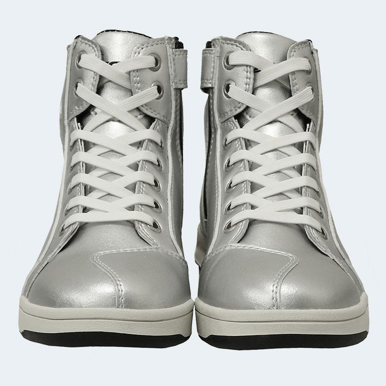 バイク シューズ スニーカー 人気 レザー調 ライディング シルバー