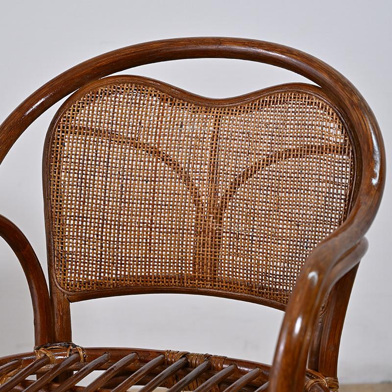 籐の椅子 座椅子 座面高33cm 肘付き クッション プリント生地 C332HR