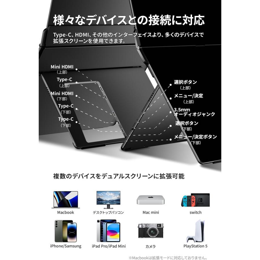 EHOMEWEI モバイルモニター EHOMEWEI XP-142PW デュアルモニター 2.5K