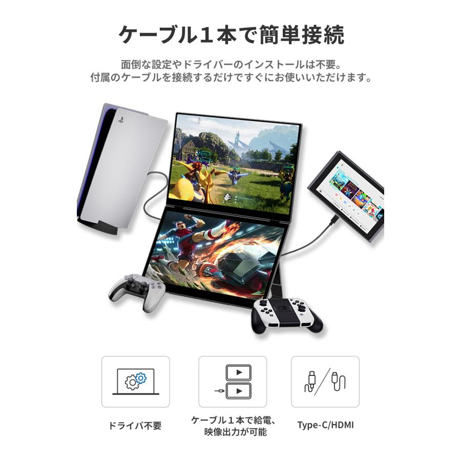 EHOMEWEI モバイルモニター EHOMEWEI XQ-160PW デュアルモニター 2.5K