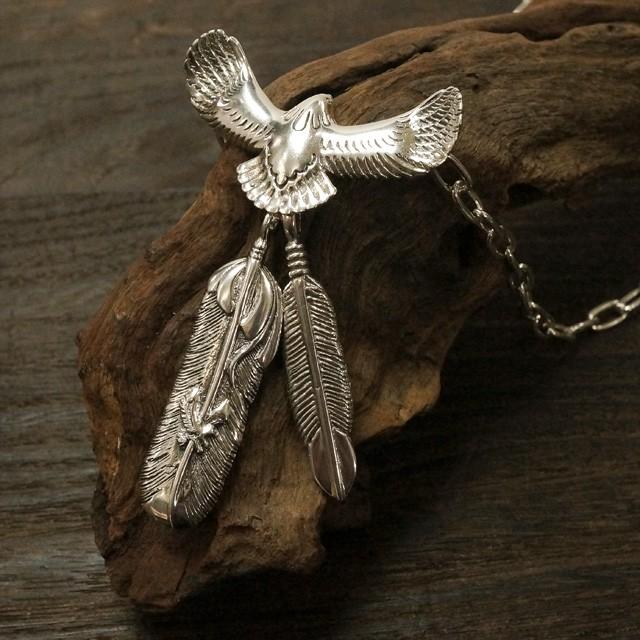 ネックレス シルバー925 イーグルフェザー 鷹 バード 羽 ネイティブ