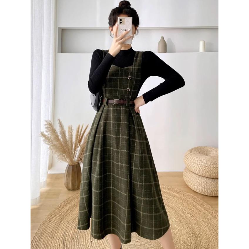 ジャンパースカート 秋冬 フレア Aライン ワンピース レディース