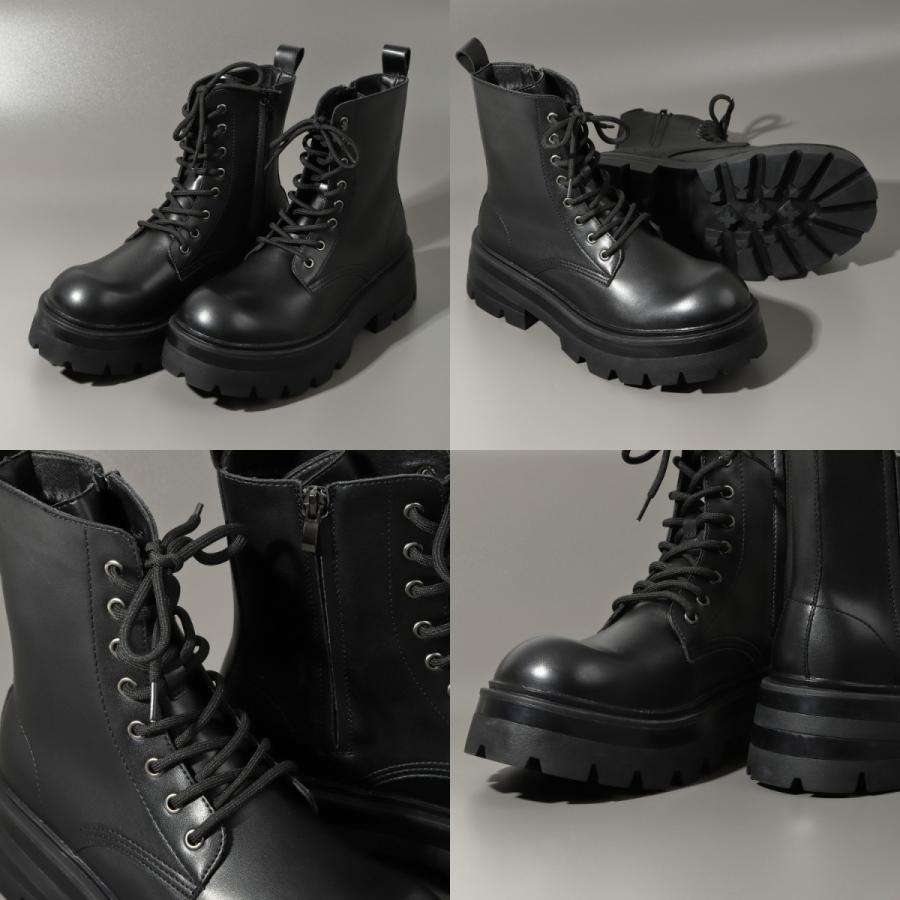 boozd メンズ 10cm身長アップ シークレットブーツ 厚底 革 レザー