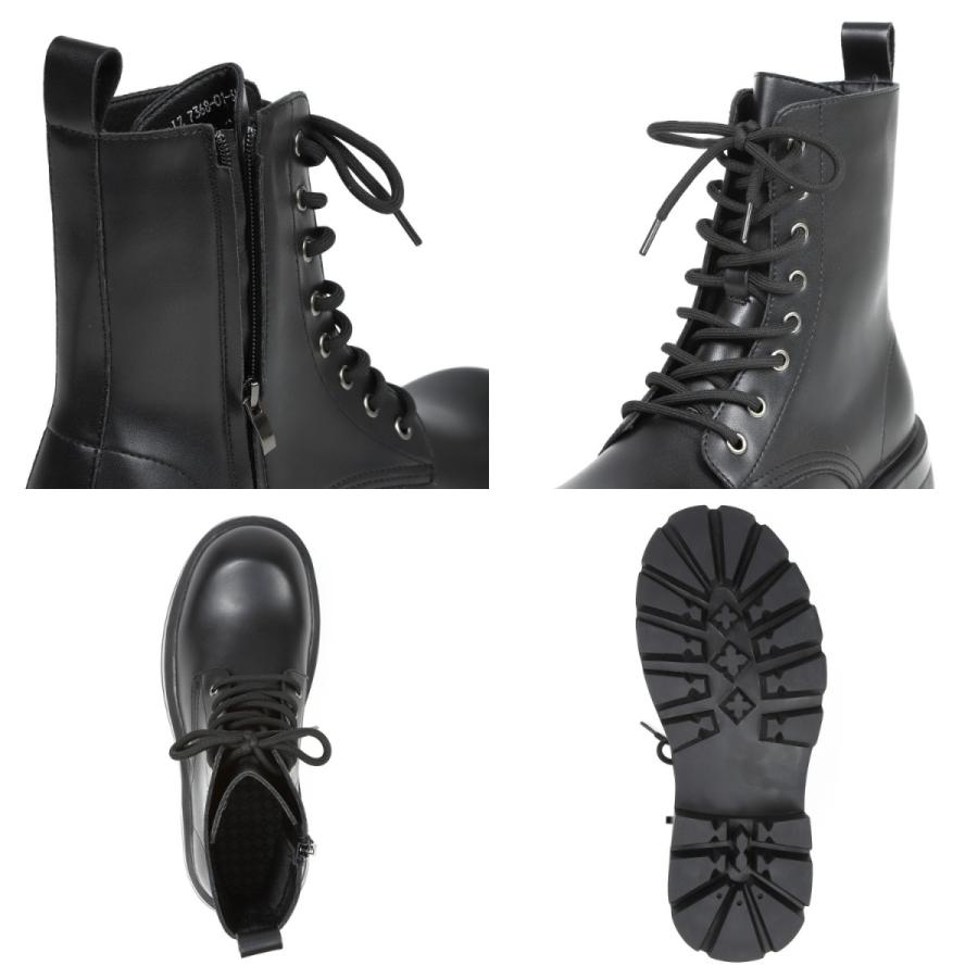 boozd メンズ 10cm身長アップ シークレットブーツ 厚底 革 レザー